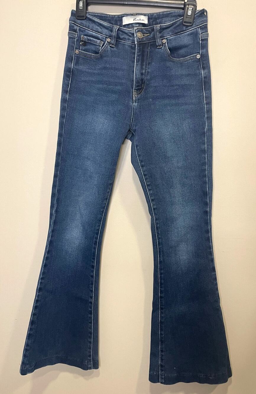 Kancan Flare Leg Dark Wash Denim Mid-Rise Stretch Women's Sz 27